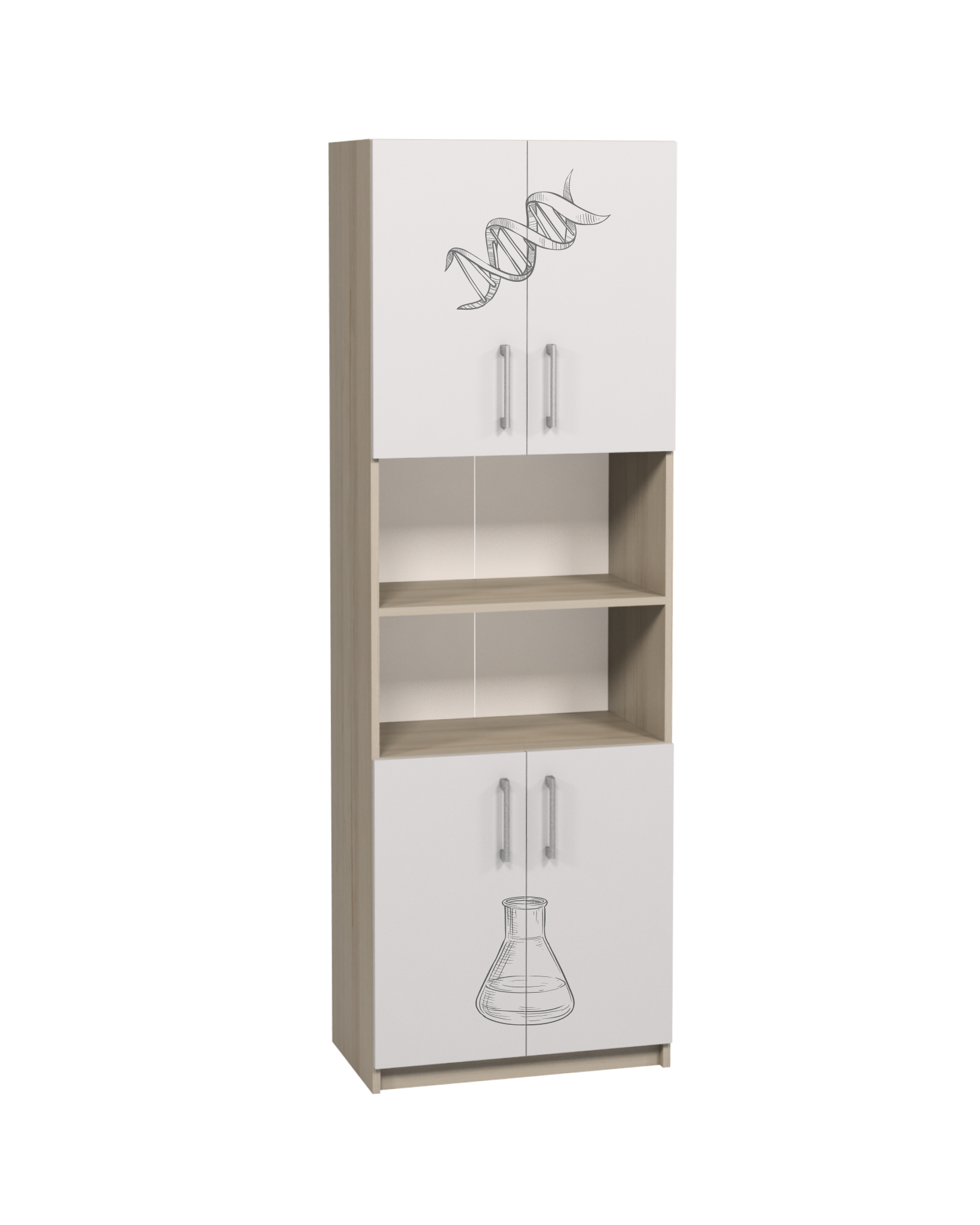 Шафа 4-х дверна з фотодруком для кабінетів біології, напівзакрита з полицями, АЛМАНТ, 702х405х2115 мм.